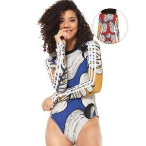 Adidas Originals x Farm Rio monstera cashew print bodysuit